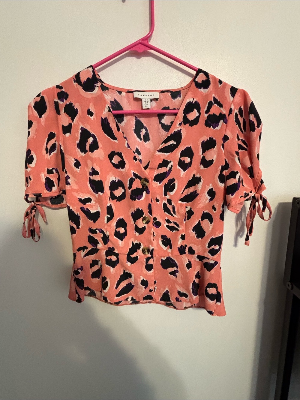 Topshop leopard print button blouse